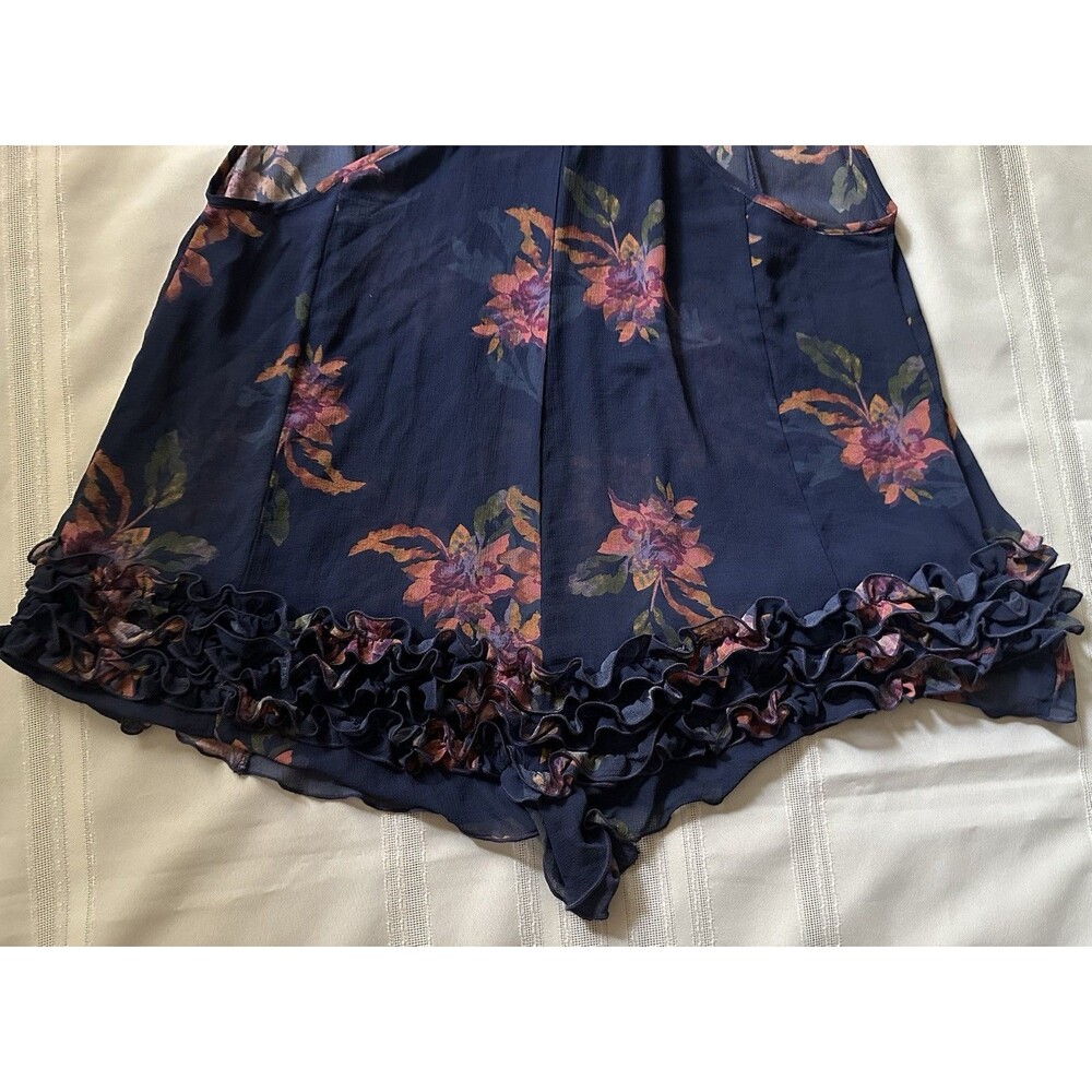 Free People Intimately "Icing On Top" Romper Size S Navy Blue Floral Print - Picture 14 of 16